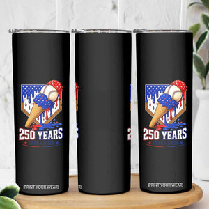 250 Years Baseball Ice Cream Drip 4th of July USA Flag Skinny Tumbler