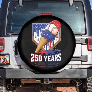 250 Years Baseball Ice Cream Drip 4th of July USA Flag Spare Tire Cover