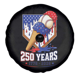 250 Years Baseball Ice Cream Drip 4th of July USA Flag Spare Tire Cover