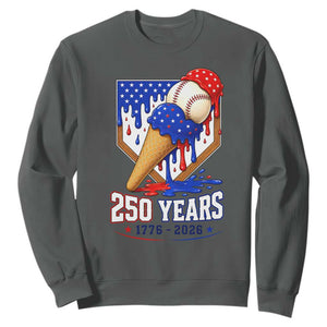 250 Years Baseball Ice Cream Drip 4th of July USA Flag Sweatshirt