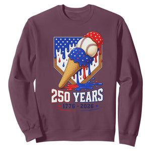 250 Years Baseball Ice Cream Drip 4th of July USA Flag Sweatshirt