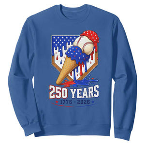 250 Years Baseball Ice Cream Drip 4th of July USA Flag Sweatshirt