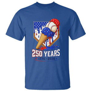 250 Years Baseball Ice Cream Drip 4th of July USA Flag T Shirt