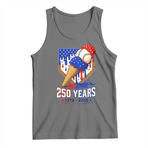 250 Years Baseball Ice Cream Drip 4th of July USA Flag Tank Top