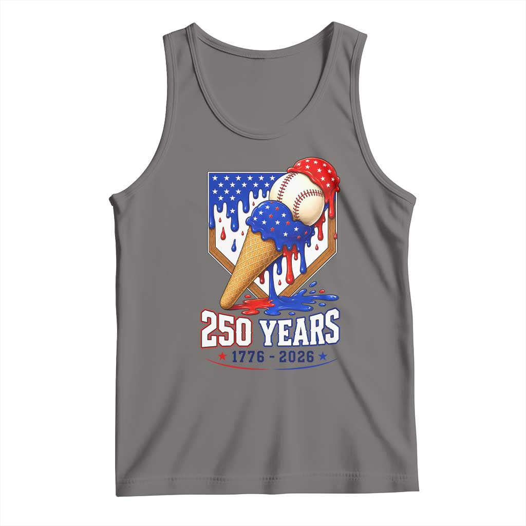 250 Years Baseball Ice Cream Drip 4th of July USA Flag Tank Top