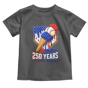 250 Years Baseball Ice Cream Drip 4th of July USA Flag Toddler T Shirt