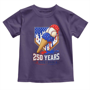 250 Years Baseball Ice Cream Drip 4th of July USA Flag Toddler T Shirt