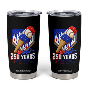 250 Years Baseball Ice Cream Drip 4th of July USA Flag Tumbler Cup
