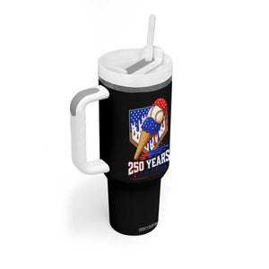 250 Years Baseball Ice Cream Drip 4th of July USA Flag Tumbler With Handle