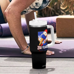 250 Years Baseball Ice Cream Drip 4th of July USA Flag Tumbler With Handle