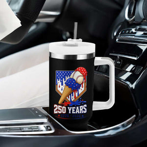 250 Years Baseball Ice Cream Drip 4th of July USA Flag Tumbler With Handle