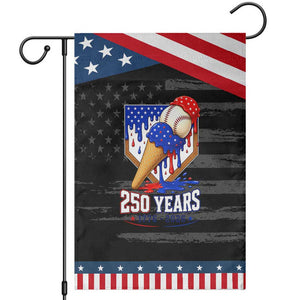 250 Years Baseball Ice Cream Drip 4th of July USA Flag Patriotic Garden Flag TS11 Distressed Black Blue Print Your Wear