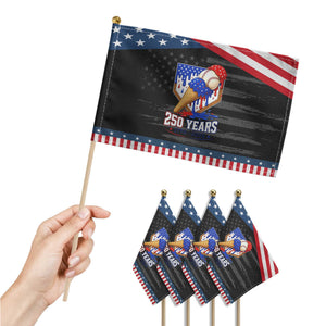 250 Years Baseball Ice Cream Drip 4th of July USA Flag Patriotic Handheld Flag TS11 Print Your Wear