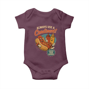 Always Use A Condiment Cover Your Wiener Funny Hot Dog Baby Onesie