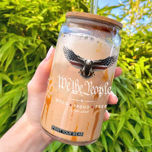 We The People Patriotic Bald Eagle USA 250th Anniversary Bold Proud Free Glass Can