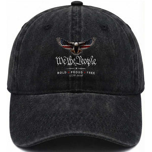 We The People Patriotic Bald Eagle USA 250th Anniversary Bold Proud Free Washed Cotton Baseball Cap