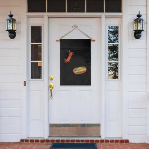 Funny Chicago Style Hot Dog Sausage Jumping Into Bun BBQ Garden Flag