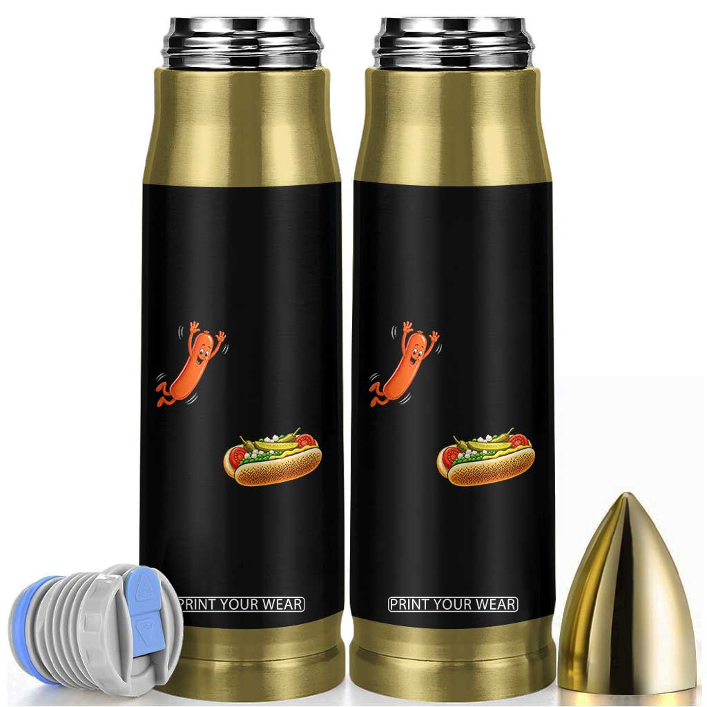 Funny Chicago Style Hot Dog Sausage Jumping Into Bun BBQ Bullet Tumbler