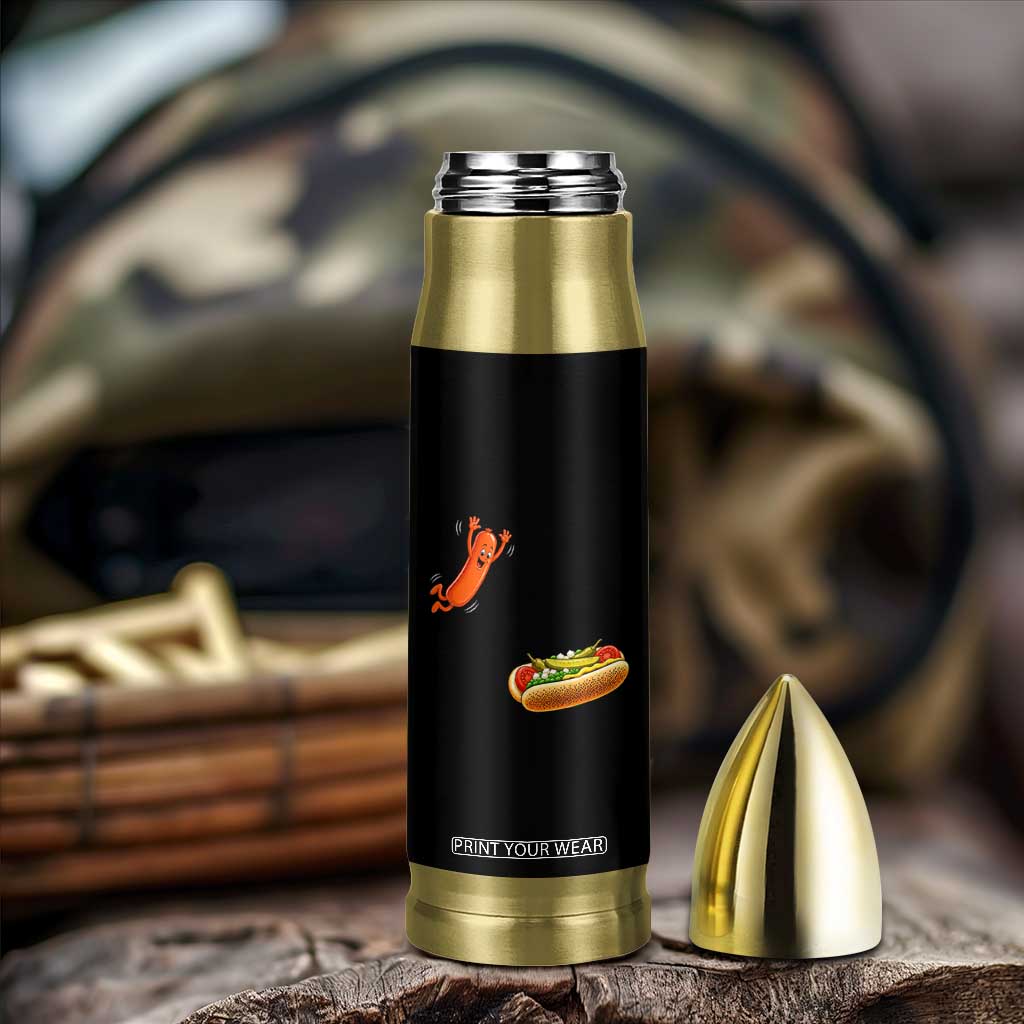 Funny Chicago Style Hot Dog Sausage Jumping Into Bun BBQ Bullet Tumbler