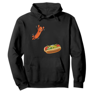 Funny Chicago Style Hot Dog Sausage Jumping Into Bun BBQ Hoodie