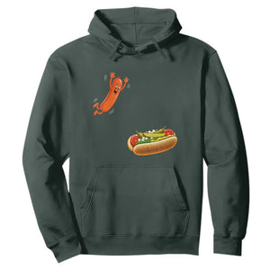 Funny Chicago Style Hot Dog Sausage Jumping Into Bun BBQ Hoodie