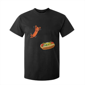 Funny Chicago Style Hot Dog Sausage Jumping Into Bun BBQ T Shirt For Kid