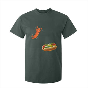 Funny Chicago Style Hot Dog Sausage Jumping Into Bun BBQ T Shirt For Kid