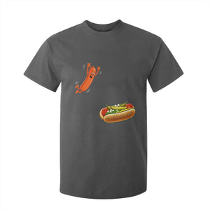 Funny Chicago Style Hot Dog Sausage Jumping Into Bun BBQ T Shirt For Kid