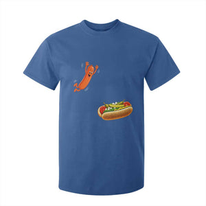 Funny Chicago Style Hot Dog Sausage Jumping Into Bun BBQ T Shirt For Kid