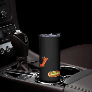 Funny Chicago Style Hot Dog Sausage Jumping Into Bun BBQ Skinny Tumbler