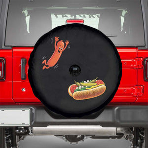 Funny Chicago Style Hot Dog Sausage Jumping Into Bun BBQ Spare Tire Cover