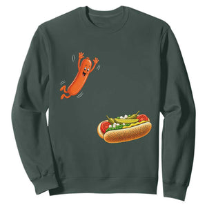 Funny Chicago Style Hot Dog Sausage Jumping Into Bun BBQ Sweatshirt