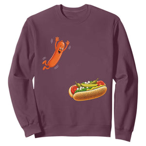 Funny Chicago Style Hot Dog Sausage Jumping Into Bun BBQ Sweatshirt