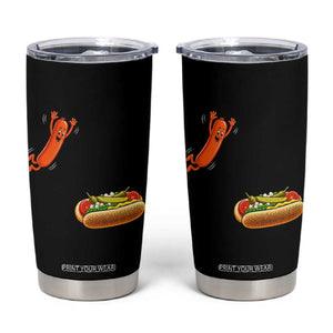 Funny Chicago Style Hot Dog Sausage Jumping Into Bun BBQ Tumbler Cup