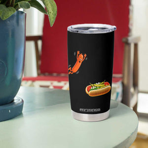 Funny Chicago Style Hot Dog Sausage Jumping Into Bun BBQ Tumbler Cup