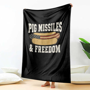 Pig Missiles And Freedom 4th of July Patriotic Hotdog Throw Blanket