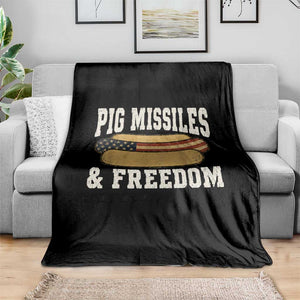 Pig Missiles And Freedom 4th of July Patriotic Hotdog Throw Blanket