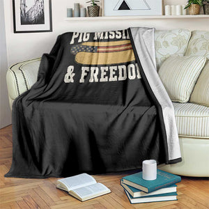 Pig Missiles And Freedom 4th of July Patriotic Hotdog Throw Blanket