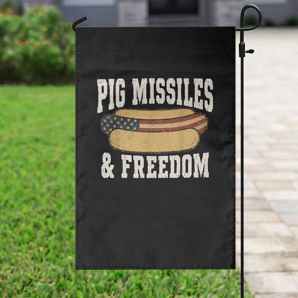 Pig Missiles And Freedom 4th of July Patriotic Hotdog Garden Flag