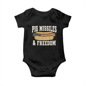 Pig Missiles And Freedom 4th of July Patriotic Hotdog Baby Onesie