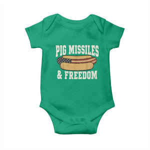 Pig Missiles And Freedom 4th of July Patriotic Hotdog Baby Onesie