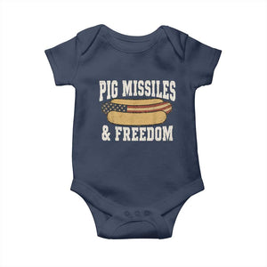 Pig Missiles And Freedom 4th of July Patriotic Hotdog Baby Onesie