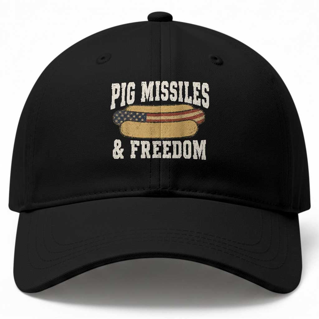 Pig Missiles And Freedom 4th of July Patriotic Hotdog Baseball Cap TS11 Print Your Wear