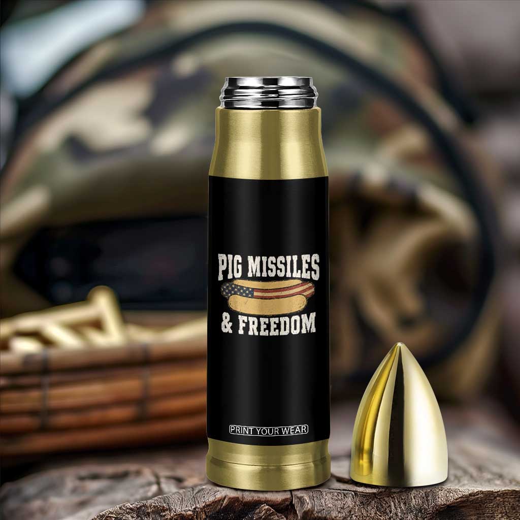 Pig Missiles And Freedom 4th of July Patriotic Hotdog Bullet Tumbler