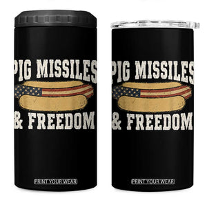 Pig Missiles And Freedom 4th of July Patriotic Hotdog 4 in 1 Can Cooler Tumbler TS11 One Size: 16 oz Black Print Your Wear