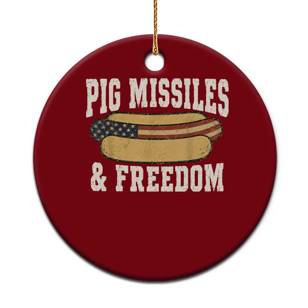 Pig Missiles And Freedom 4th of July Patriotic Hotdog Ceramic Ornament