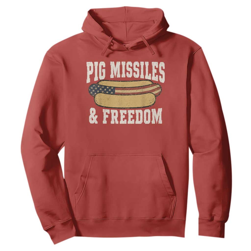 Pig Missiles And Freedom 4th of July Patriotic Hotdog Hoodie
