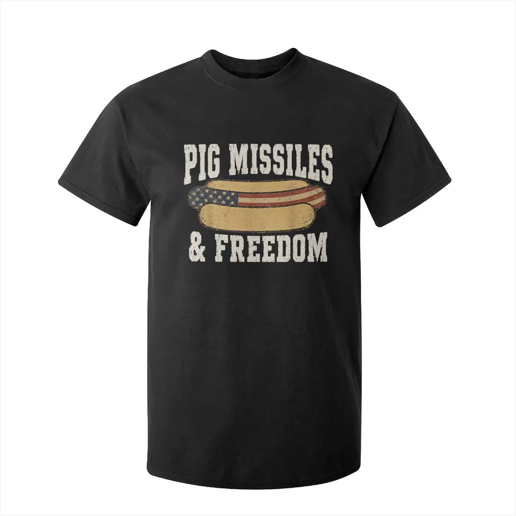 Pig Missiles And Freedom 4th of July Patriotic Hotdog T Shirt For Kid