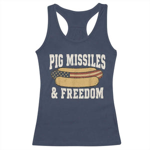 Pig Missiles And Freedom 4th of July Patriotic Hotdog Racerback Tank Top