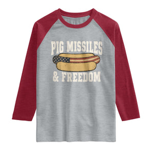 Pig Missiles And Freedom 4th of July Patriotic Hotdog Raglan Shirt